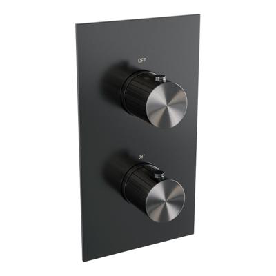 BRAUER Stripe 3-weg Inbouwthermostaat - rechthoekig - in- en afbouwdelen - gunmetal geborsteld PVD 5-GM-353