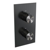 BRAUER Stripe 3-weg Inbouwthermostaat - rechthoekig - in- en afbouwdelen - gunmetal geborsteld PVD 5-GM-353
