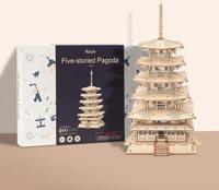Robotime Japan Five storied Pagode Houten Modelbouw Miniatuur Knutselen