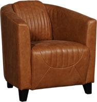 Donkerbruine leren landelijke kuipstoel Press Special - poot hout zwart - Vintage leer Elephant (donkerbruin leer)