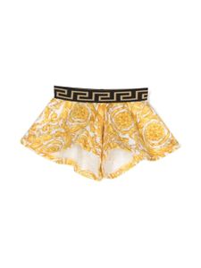 Versace Kids short en coton à imprimé Barocco - Jaune