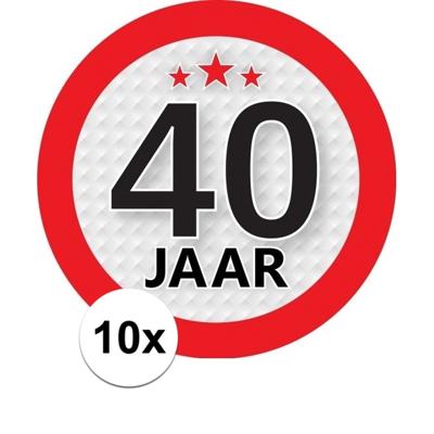 40 jaar leeftijd sticker - 10x - rond - Dia 9 cm - 40 jaar verjaardag - jubileum - leeftijd versieri