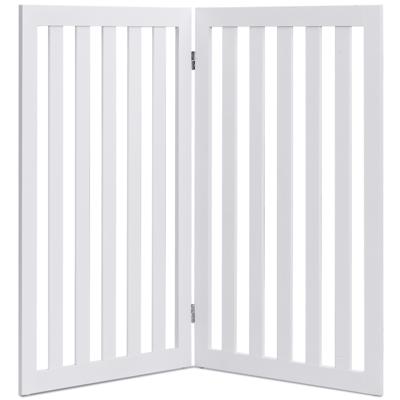 Barrier Honden 89 cm Hoog 2 Panelen Veiligheidshek Houten Kinderhek Opvouwbaar (Wit Uitbreiding)