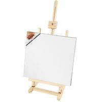 Houten schildersezel 76 cm tafelmodel met canvas doek 40 x 40 cm - thumbnail