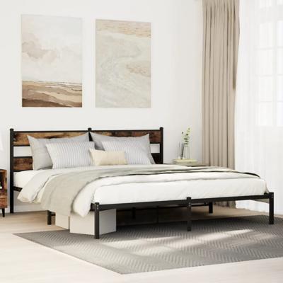 Bedframe zonder matras metaal gerookt eikenkleurig 200x200 cm