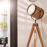 Staande lamp industrieel &apos;Baracuda&apos; E27 fitting modern hout 157cm