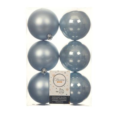 Decoris Kerstballen - 18x st - lichtblauw - D8 cm - kunststof - kerstversiering Decoris Kerstballen - 18x st - lichtblauw - D8 cm - kunststof - kerstversiering