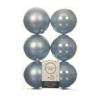 Decoris Kerstballen - 18x st - lichtblauw - D8 cm - kunststof - kerstversiering