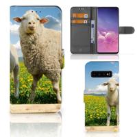 Samsung Galaxy S10 | Telefoonhoesje | Met pasjeshouder | Schaap en Lammetje Samsung Galaxy S10 | Telefoonhoesje | Met pasjeshouder | Schaap en Lammetje