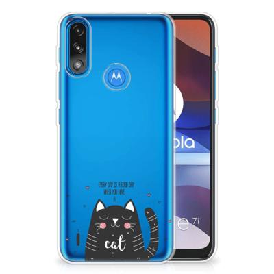 Motorola Moto E7/E7i Power Telefoonhoesje met Naam Cat Good Day Motorola Moto E7/E7i Power Telefoonhoesje met Naam Cat Good Day