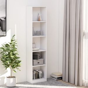 Boekenkast met 5 schappen 40x24x175 cm spaanplaat wit