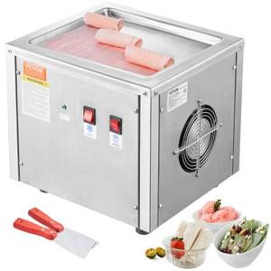 VEVOR gefrituurde ijsrollermachine, 28 x 24 x 2 cm pan voor het frituren van ijs, ijsmachine met compressor en 2 schrapers, voor het maken van ijs, bevroren yoghurt en ijsrolletjes