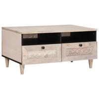 Salontafel met lade Wit 80 x 54 x 40 cm massief mangohout