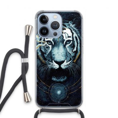 Darkness Tiger: iPhone 13 Pro Transparant Hoesje met koord