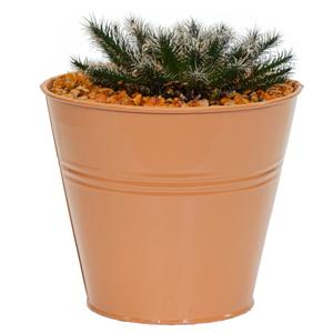 Plantenpot/bloempot Bob - rond - zink - terra - D11 X H10 cm