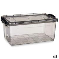Opbergbak met Deksel Kipit Antraciet Plastic 13,7 L (12 Stuks)