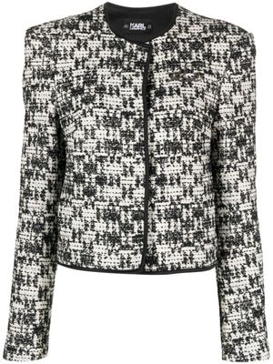 Karl Lagerfeld veste en tweed à logo brodé - Noir