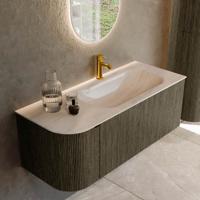 Badmeubel Mondiaz Kurve-Dlux | 115 cm | Meubelkleur Shadow | Wastafelkleur Meli | Solid surface | Wasbak rechter zijde spoelbak | 1 kraangat