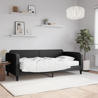 Slaapbank met matras 90x200 cm stof zwart