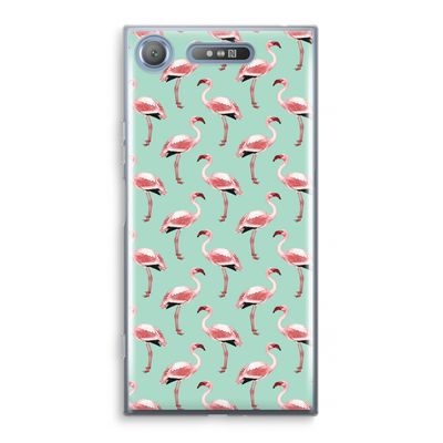Flamingoprint groen: Sony Xperia XZ1 Transparant Hoesje