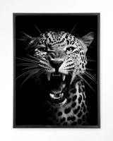 Urban Cotton Wandkleed 'Rawr Cheetah' 145 x 190cm in Floating Frame - black