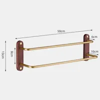 Dubbele Handdoekstang | 50-60 cm | Zwart of Goud/Walnoot | Geborsteld Alufer