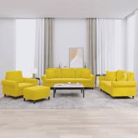 4-delige Loungeset met kussens fluweel geel 4-delige Loungeset met kussens fluweel geel