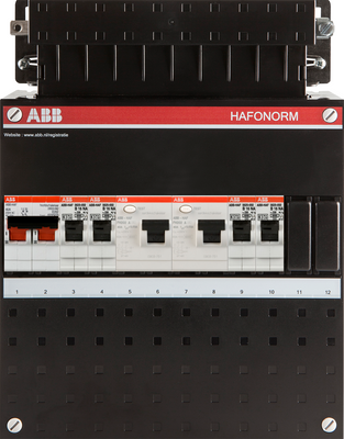 ABB Groepenkast 1 fase 4 groepen 2 aardlekschakelaars 30mA hoofdschakelaar 40A HAD3232-22+H42 22x22
