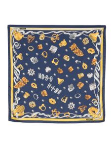 Moschino foulard en soie à imprimé graphique - Bleu