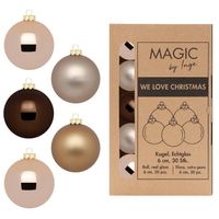 Kerstballen van glas - 30x - bruin tinten - 6 cm -milieubewust verpakt - Kerstbal - thumbnail