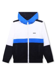 BOSS Kidswear hoodie zippé à logo imprimé - Bleu