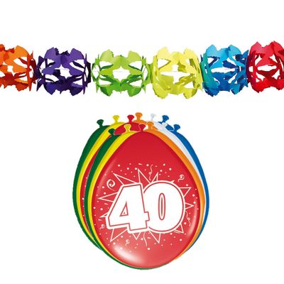 Verjaardag feest 40 jaar versieringen pakket feestslingers en ballonnen