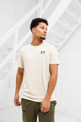 Under Armour Embroidered Heavyweight T-Shirt Heren Beige - Maat S - Kleur: Beige | Soccerfanshop