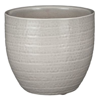 Plantenpot/bloempot Carrie terracotta lichtgrijs met flakes patroon - D16/H14 cm