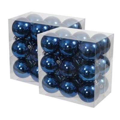 Othmar Decorations kerstballen - 36x stuks - 6 cm - blauw - kunststof - kerstversiering
