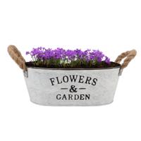 DK Design plantenpot/bloempot teil Jardin- zink - wit - L26 x D17 x H11 cm   - - thumbnail