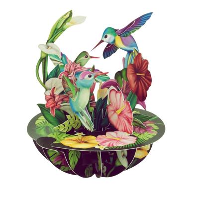 Wenskaart 3D Hummingbirds