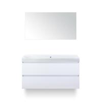 Maxx XL Badmeubelset 120 cm - Wit Hoogglans - Wastafel Just Enkel Zonder kraangat - met Spiegel