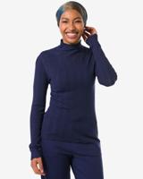 HEMA Dames T-shirt Charlie pointelle donkerblauw (donkerblauw)