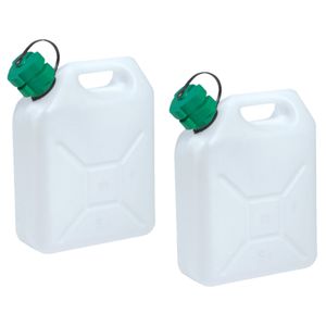 2x stuks kunststof jerrycans voor brandstof 5 liter L24 x B11 x H30 cm