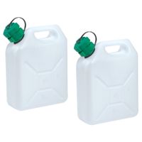 2x stuks kunststof jerrycans voor brandstof 5 liter L24 x B11 x H30 cm