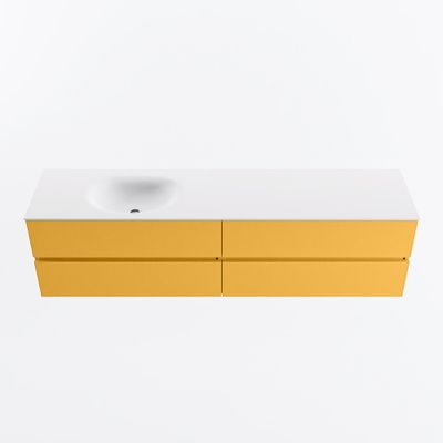 MONDIAZ VICA 190cm badmeubel onderkast Ocher 4 lades. Wastafel MOON links 1 kraangat, kleur Talc.