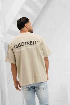 Quotrell Elevate T-Shirt Heren Beige/Wit - Maat XL - Kleur: Beige | Soccerfanshop