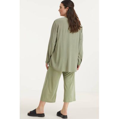 ESPRIT Curvy cropped wide leg culotte groen ESPRIT Curvy cropped wide leg culotte groen