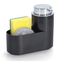 Zeeppompje set met keuken organizer - 3 delig - zwart - kunststof - 17 x 7 x 14 cm