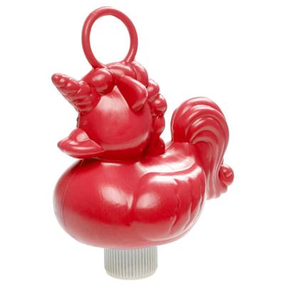 Duckiez eenhoorn badeendje badspeelgoed - rood - 12 x 6 cm - Met oogje voor het hengelspel
