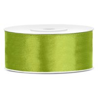 1x Appel groen satijnlint rol 2,5 cm x 25 meter cadeaulint verpakkingsmateriaal   -