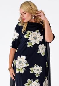 Yoek Dress drape neckline CAMELLIA | Blauw | Maat M