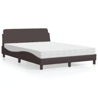 Bed met matras "Dover" stof donkerbruin 140x200 cm