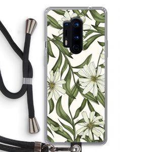 Wit bloemenpatroon: OnePlus 8 Pro Transparant Hoesje met koord